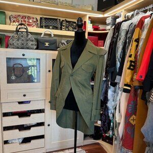 YOHJI YAMAMOTO REGULATION ARMY GREEN WOVEN COTTON TAILCOAT JACKET SIZE 1